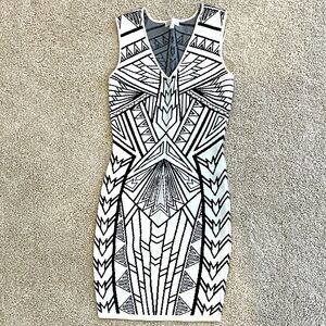 Geometric Black and White Dress